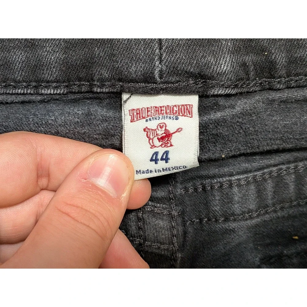 True Religion Mens Jeans Skinny Flap Black 44x32 Denim Stretch Pockets Size